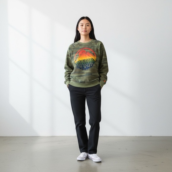 Aviator Nation Tops - Aviator Nation Rare Casing Sunset Camouflage Relaxed Crew